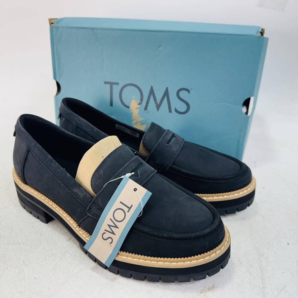 TOMS Cara Slip On Lug Sole Loafers Women's Black 10020224 / Size 7